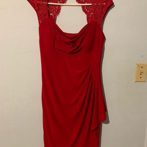 Worn sexy red cocktail dress